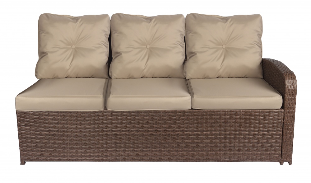 Комплект меблів Indigo зі штучного ротангу СТЕЛЛА (стіл 150*90см+кутовий диван+2 крісла, подушки) какао коричневий