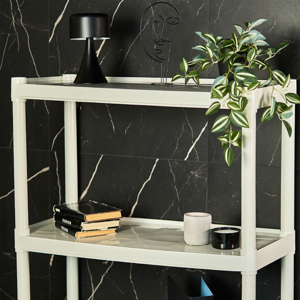 Стеллаж 1800x370x820 мм Алеана белая роза пластик полки 5 шт. без покрытия