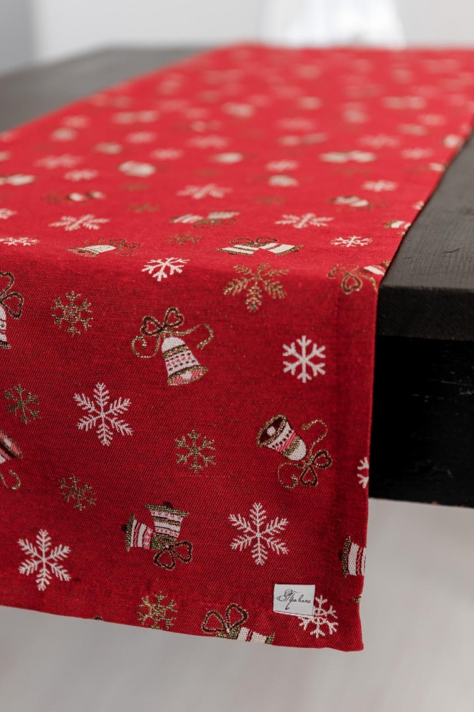 Дорожка (раннер) Колокольчики на красном 40x180 см Прованс