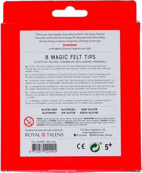 Набор фломастеров детских MAGIC 8 цветов толстый стержень 60126008 Bruynzeel