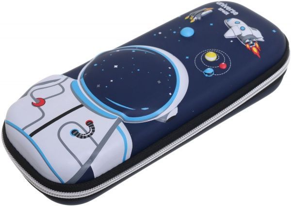 Пенал школьный на молнии Космонавт темно-синий