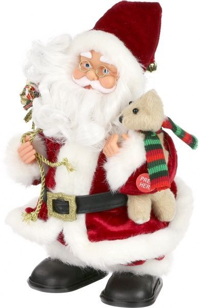 Декоративная фигура Дед Мороз с подарками и медведем 25 см