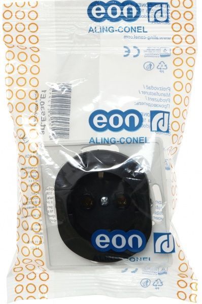 Розетка с заземлением Aling-Conel Eon без шторок черный E630.E1