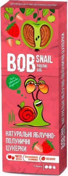 Цукерки BobSnail натуральні яблучно-полуничні 30 г (4820162520316) 