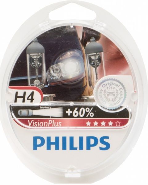 Лампа галогенная Philips Vision Plus (12342VPS2) H4 P43t 12 В 60/55 Вт 2 шт