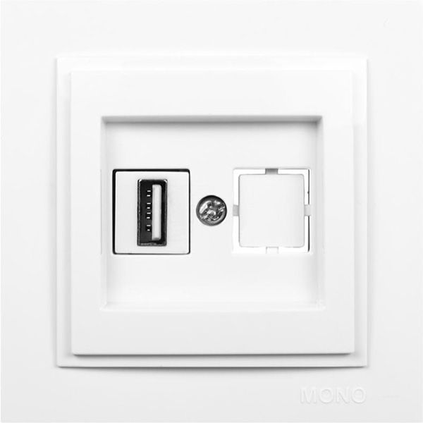 Розетка USB із заземленням Mono Despina без шторок без кришки білий 102-190005-144