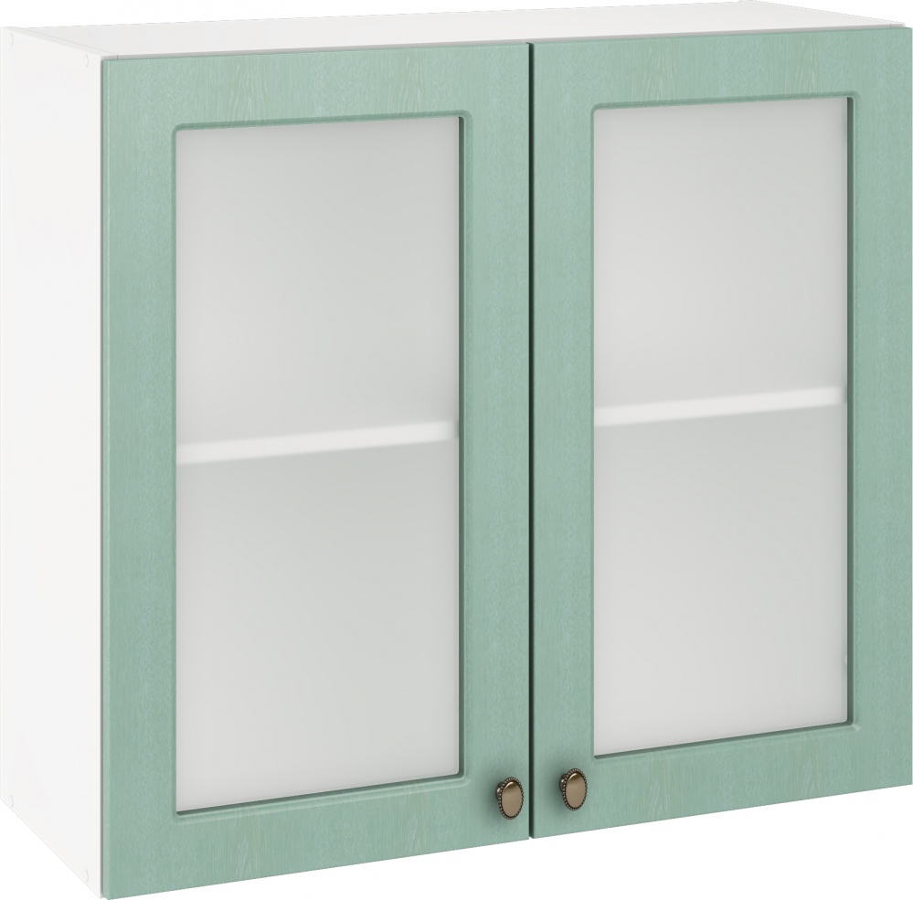 Шкаф верхний В 80/72/31,5-Вт + фасад МДФ МС прованс изумруд/белый Грейд