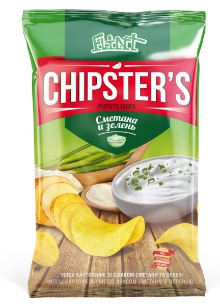 Чипси CHIPSTER`S Сметана та зелень 130 г 