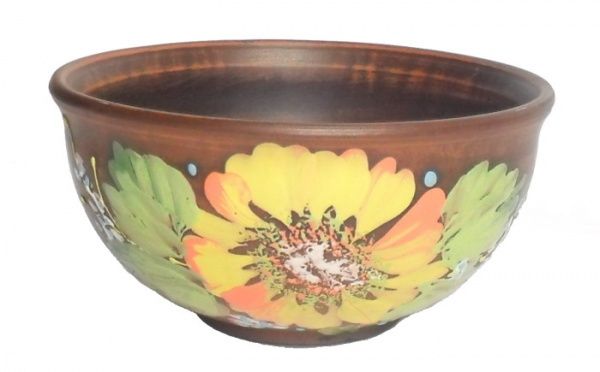 Салатник глиняний Соняшник 15 см/700 мл Український гончарний посуд