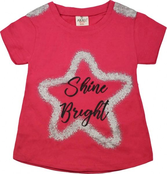 Футболка для дівчинки AKKU 9081 з зіркою р.92 рожевий 