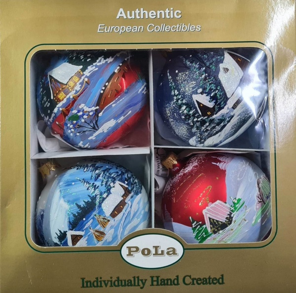 Набір ялинкових куль Пейзаж кольоровий d90 мм 4 шт./уп. 