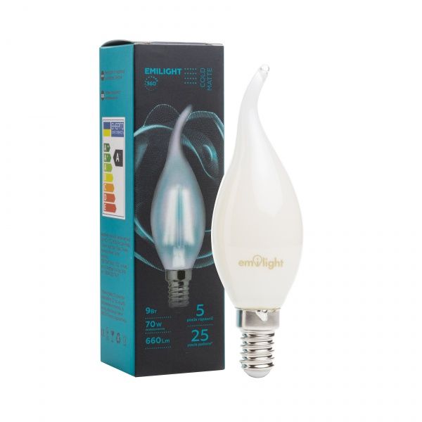 Лампа светодиодная Emilight FIL МТ CA35 9 Вт E14 4000 К 220 В матовая 