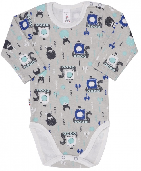 Боди детское для мальчика ТМ Софія Vikings р.80 серый с рисунком 291180 