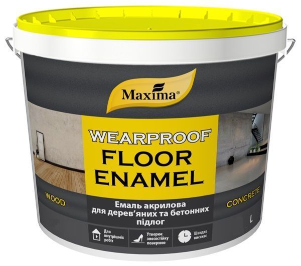 Емаль Maxima для дерев'яних та бетонних підлог жовто-коричневий глянець 3л