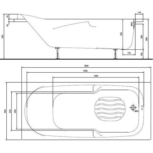 Ванна акриловая Kolo Diuna XWP3180000 180x80
