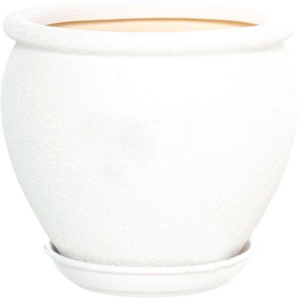 Горшок керамический Ориана-Запорожкерамика Вьетнам №3 шелк круглый 5л белый (011-3-083) 