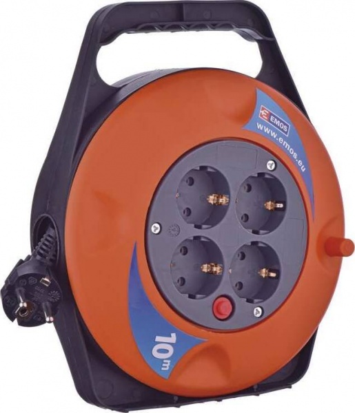Удлинитель на катушке Emos с заземлением 4 гн. оранжевый 10 м P19510