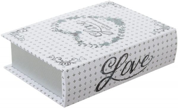 Шкатулка-книга Сердце 23х17х6 см бело-серебристая