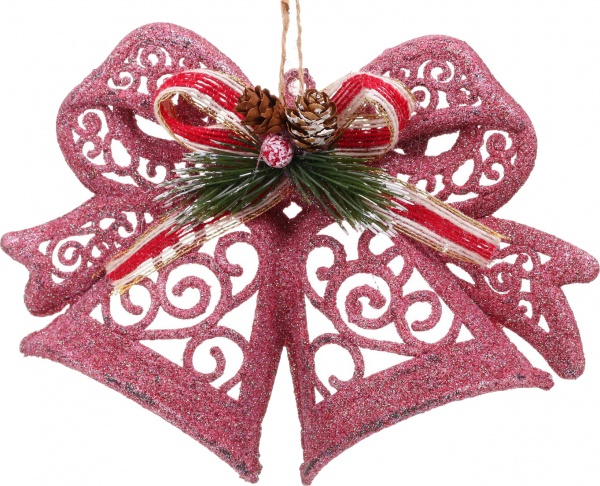 Декоративна підвіска Дзвоник з декором 15 см HFF235P рожевий