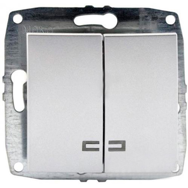 Выключатель двухклавишный Mono Despina с подсветкой 10 А 250В серебряный 102-212125-103