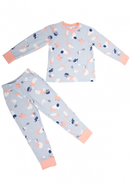 Піжама дитяча для дівчинки Roksana 1065/16217 р.116 сірий/персиковий 