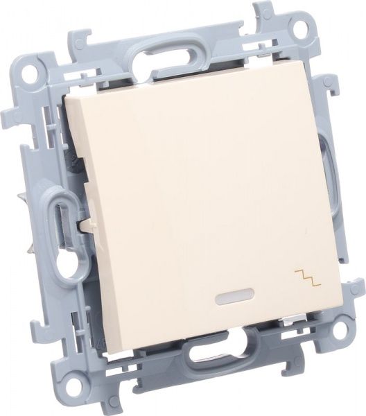 Вимикач прохідний одноклавішний Simon 10 з підсвіткою 10 А 250В кремовий CW6L.01/41
