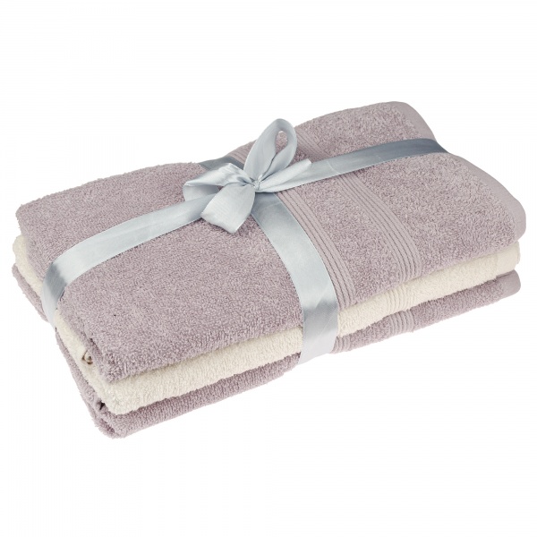 Набір рушників махрових 3 шт. 50x90 см ліловий/ кремовий Homeline 