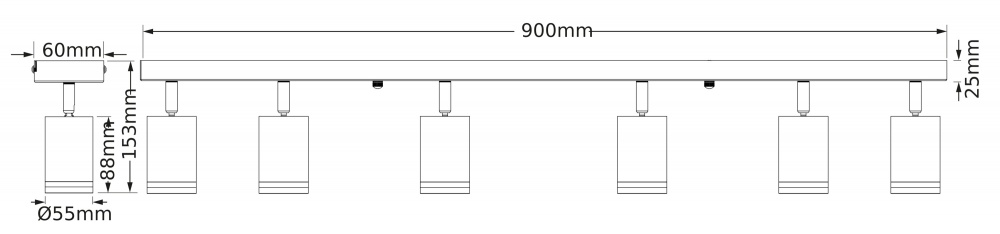 Спот Osram 6xGU10 черный LED Spot pulse 6 BK