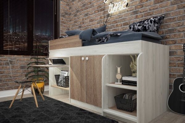 Кровать детская Смарт 80x190 см дуб крафт/дуб сонома 