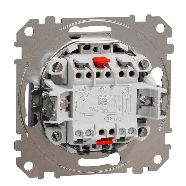 Переключатель проходной одноклавишный Schneider Electric Sedna Design без подсветки 10 А 250В алюминий SDD113107