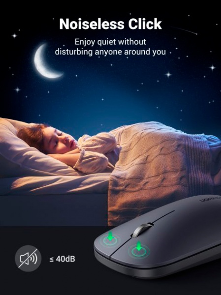 Мишка бездротова UGREEN MU001 Portable Wireless Mouse black (90372) 