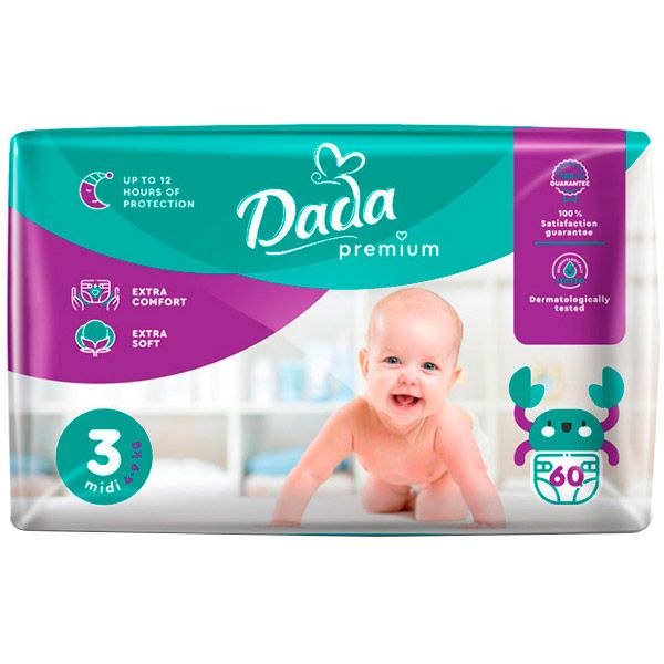 Підгузки Dada Premium 3 4-9 кг 60 шт.