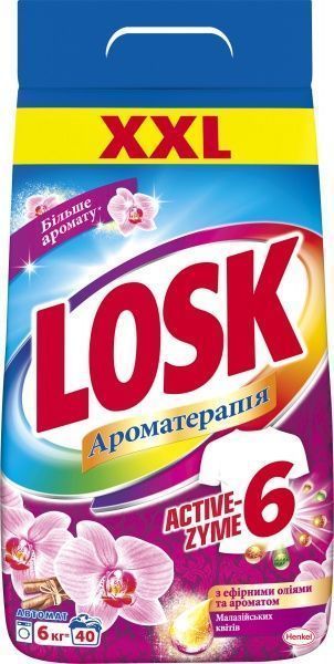 Стиральный порошок для машинной и ручной стирки Losk аромат Малайзийских цветов 40 циклов 6 кг