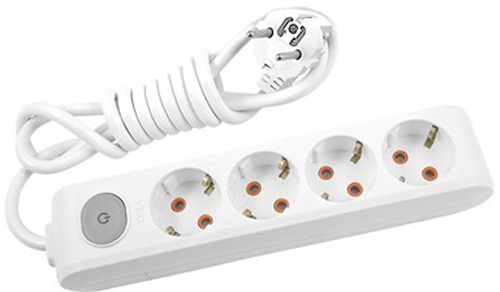 Удлинитель 16 А 230 В с заземлением 4 гн. белый 5 м 90118405 