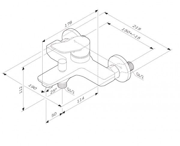Смеситель для ванны/душа AM.PM черный X-Joy F85A10022
