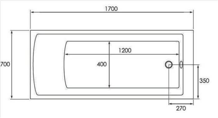 Ванна акрилова domospa VKUF600017 170х70 см NUVO біла
