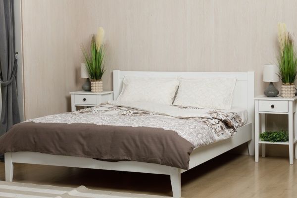 Комплект постільної білизни Коло 1,5 білий з коричневим Rigel 