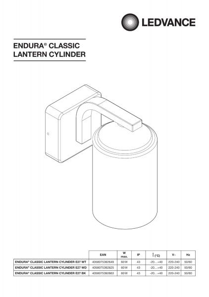 Светильник уличный настенный Ledvance Endura Classic Lantern Cylinder E27 IP43 дерево светлое 