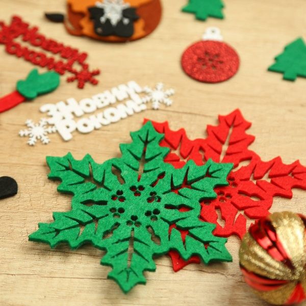 Декоративное изделие Пуансеттия 13 см 4 шт. 125148 Діамантові ручки