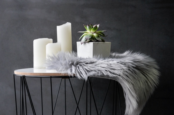 Кашпо квадратное Cube белый бетон