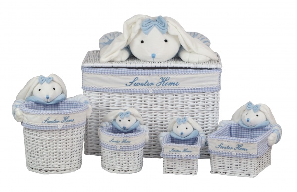 Корзина плетеная с текстилем детский 28x22x16 см JMA16-12TK-4 