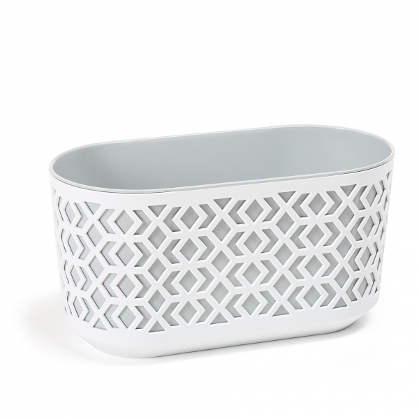 Кашпо пластикове Ламела Ацтек 600 овальний 12 л білий із сірим (LA795-45) 