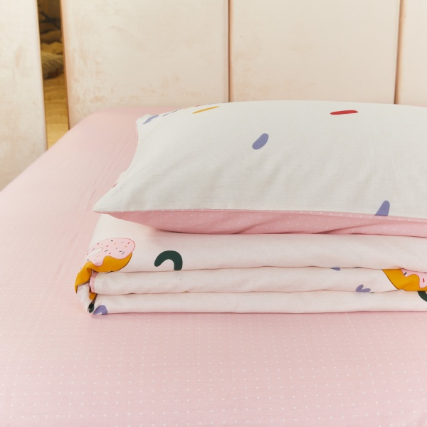 Комплект постельного белья Donuts 1,5 розовый с белым La Nuit 