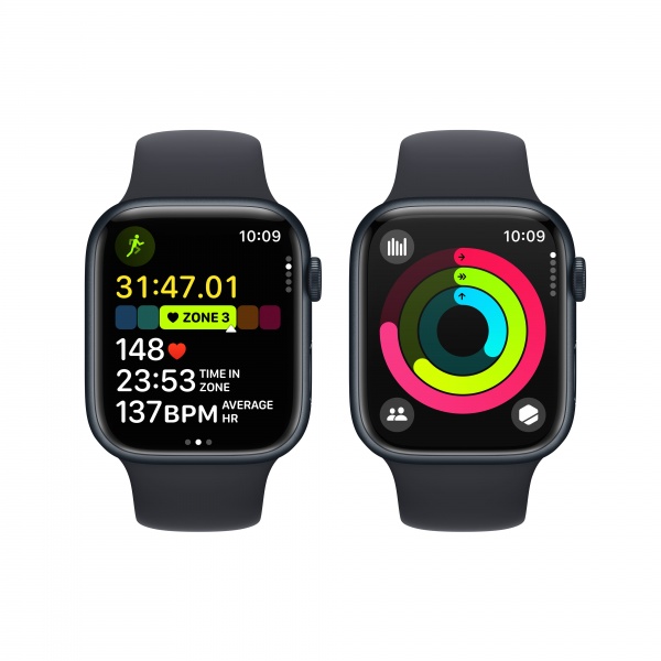 Смарт-годинник Apple Watch Series 9 GPS 45mm Midnight Aluminium Case with Midnight Sport Band - M/L (MR9A3QP/A)