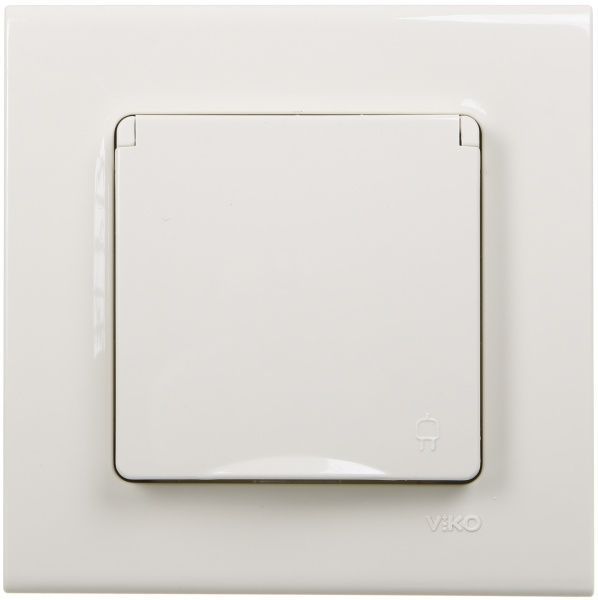 Розетка із заземленням Viko Linnera зі шторками з кришкою крем 90401012