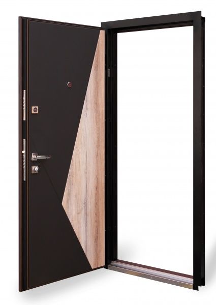 Двері вхідні Abwehr АП2-373 086П (ЧШ/СЕК) НВ Kale257/Kale252 чорний матовий 2050х860мм праві