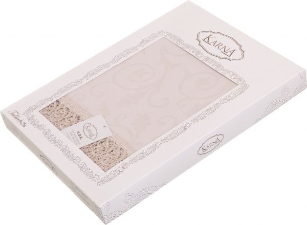 Скатерть KDK с гипюром 160x220 см бежевый Karna 
