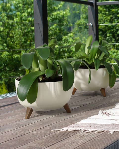 Горщик пластиковий Ламела Чаша Рома 330 джампер круглий 12,4 л крем (ROMA 330) 