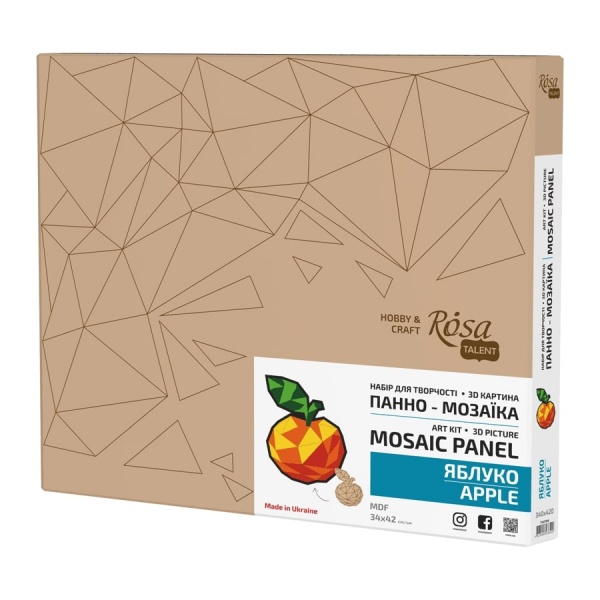 Панно-мозаїка 3D-картина Яблуко 34х42 см Rosa Talent 