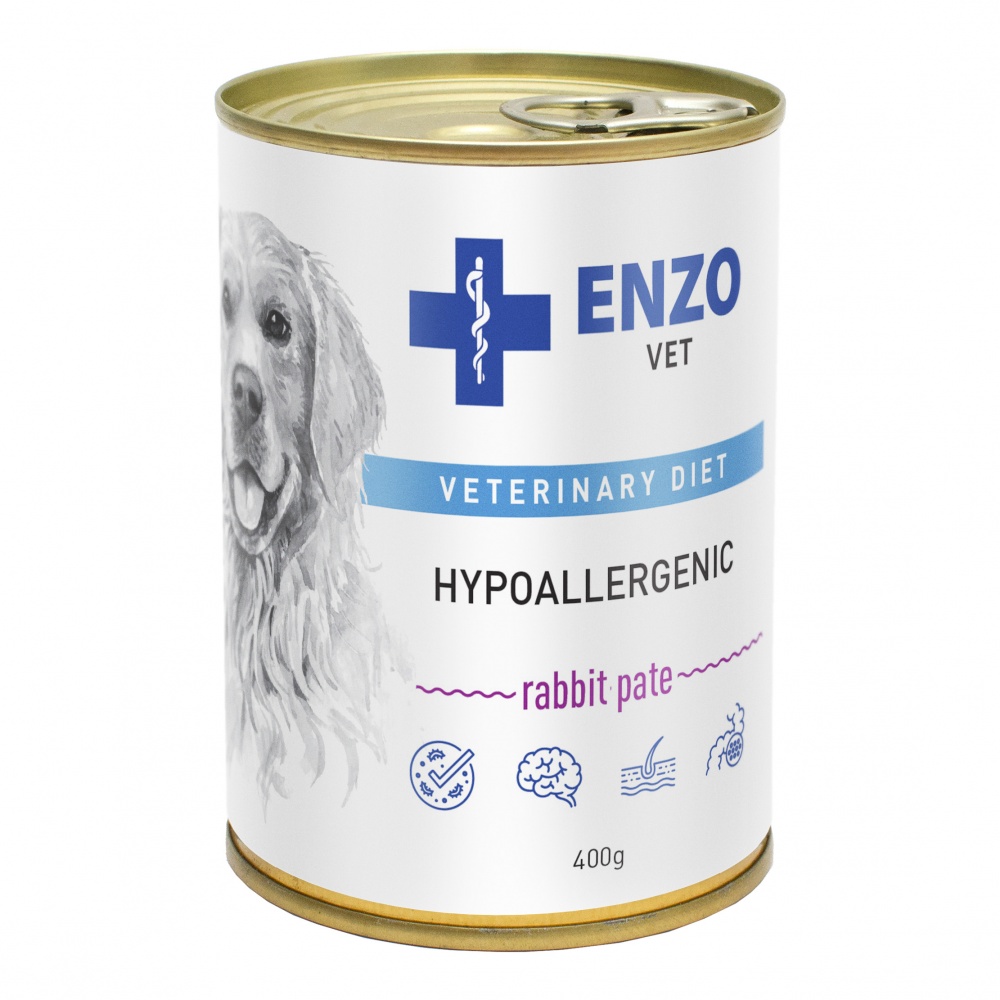 Корм влажный для взрослых собак для всех пород Enzo Vet Гипоаллергенный с кроликом 400 г